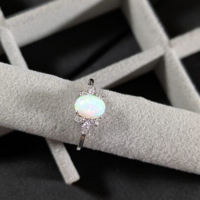 Opal Zircon Silver Ring – Grace, Healing & Divine Harmony