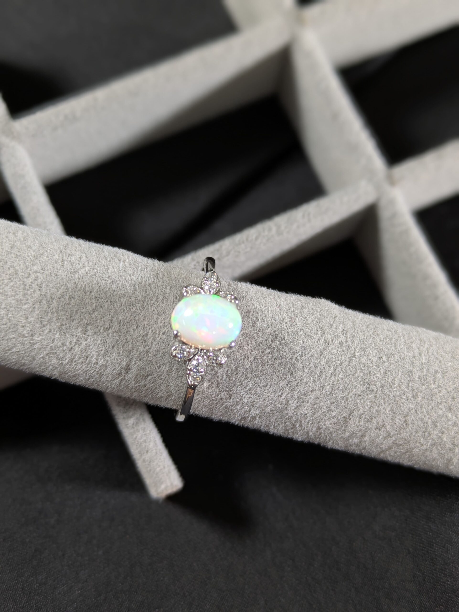 Opal Zircon Silver Ring – Grace, Healing & Divine Harmony